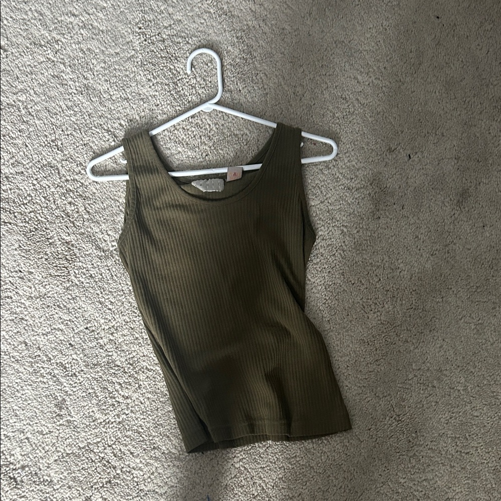 Basic Editions Khaki Ribbed Tank Top